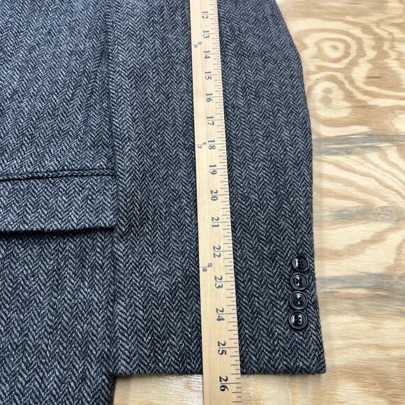 Vintage Barrington Herringbone Tweed Wool Sport Coat Jacket 44L Two Button Gray - Picture 16 of 16